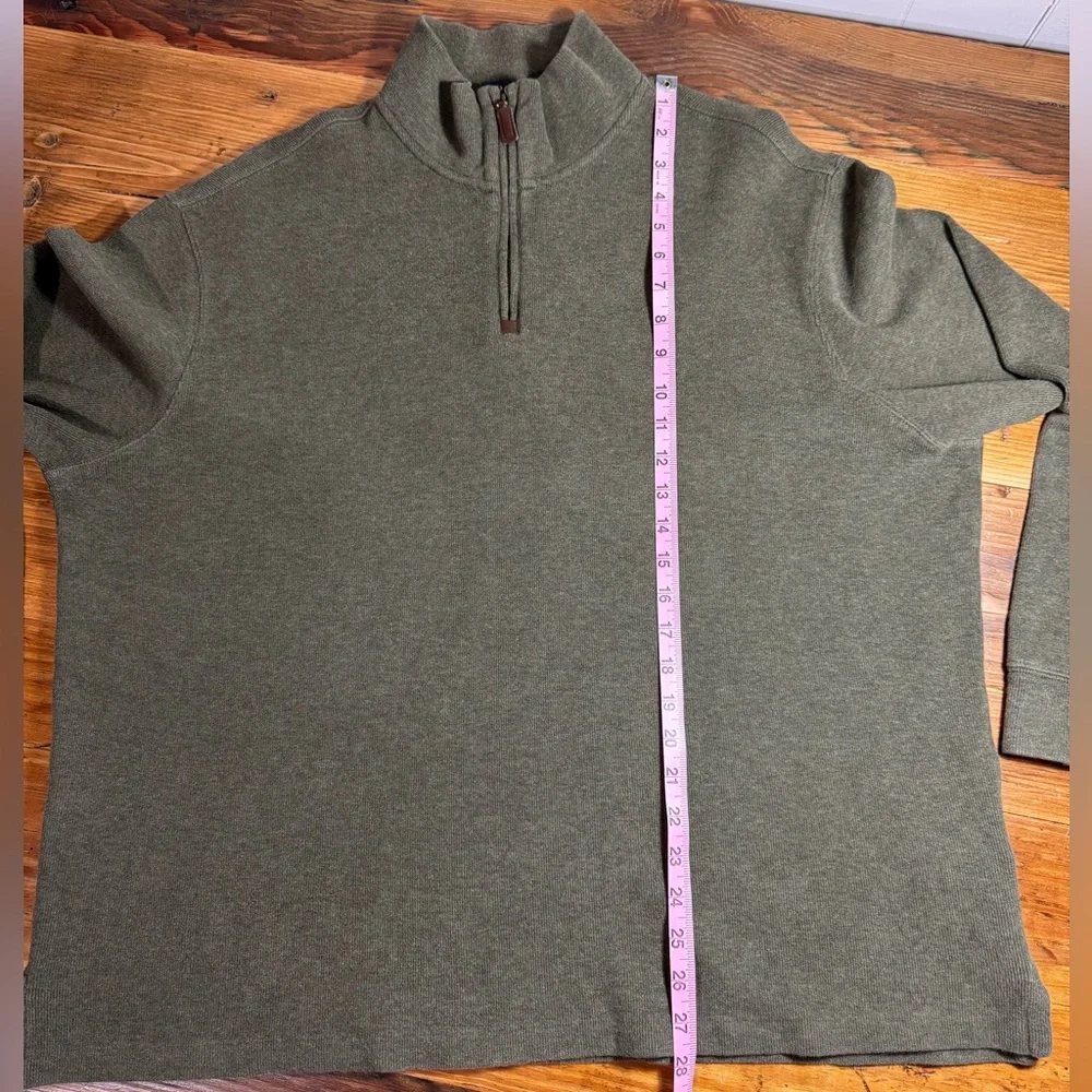 Polo Ralph Lauren Men’s‎ Olive Green 100% Cotton 1/4 Zip Sweater Purple Pony XL